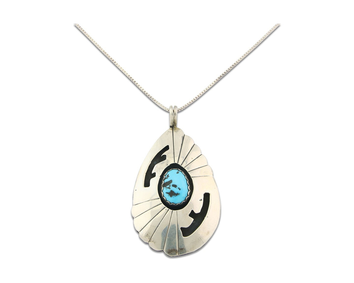 Navajo Sterling Silver Necklace Authentic Turquoise Vintage Handmade
