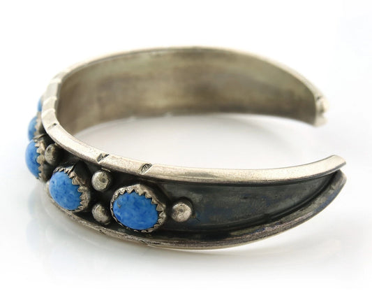 Navajo Cuff Bracelet Sterling Silver Natural Denim Lapis Vintage Handmade
