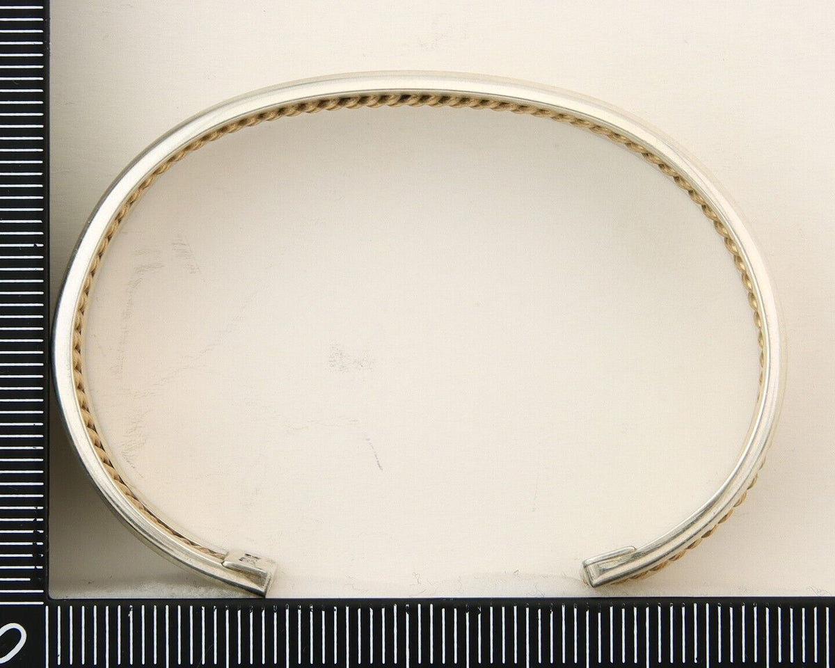 Navajo Bracelet 925 Silver Native American Handmade Yellow Gold Plated Cuff C80s