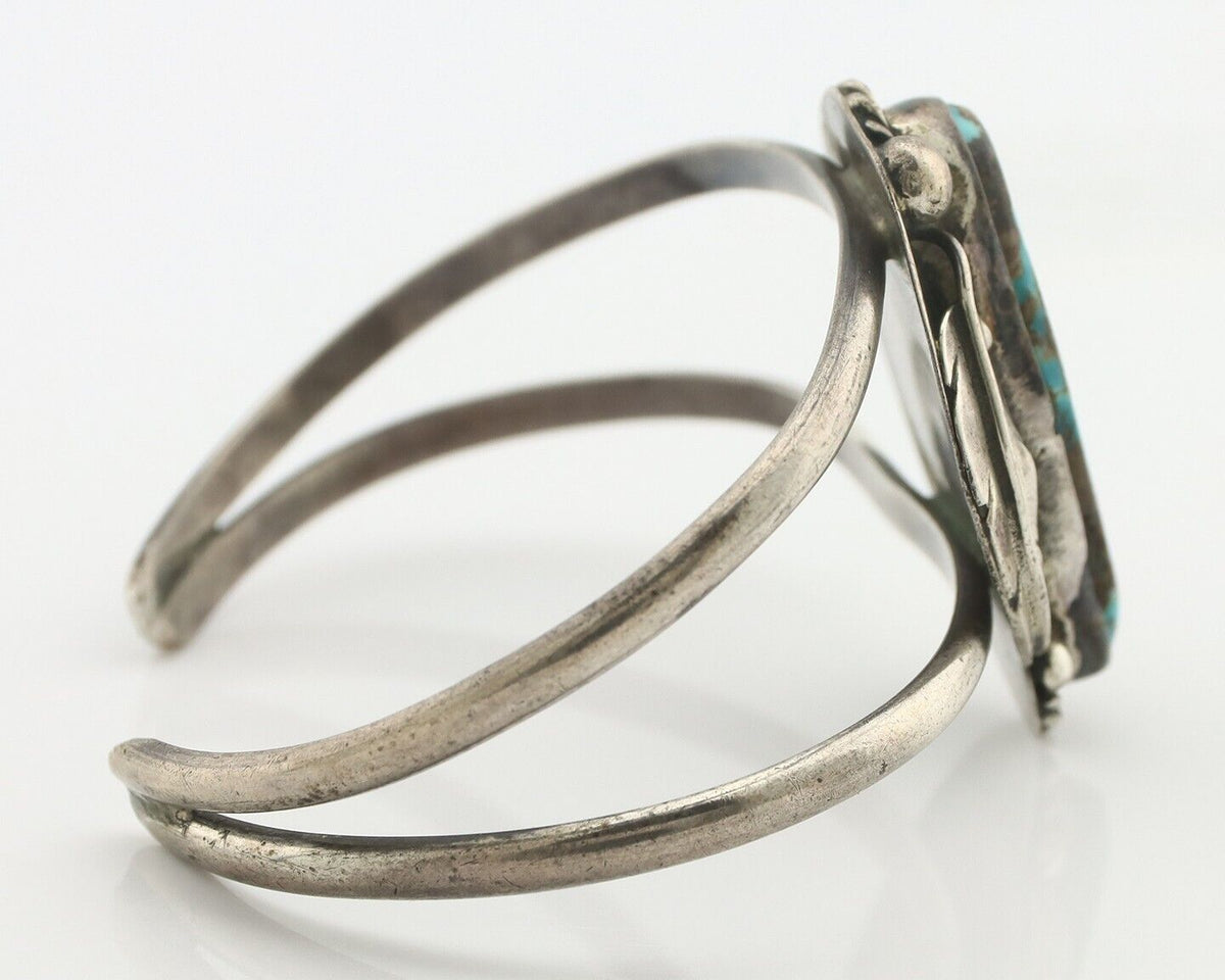 Navajo Bracelet 925 Silver Gober-Burnham Turquoise Native American Artist C.80's
