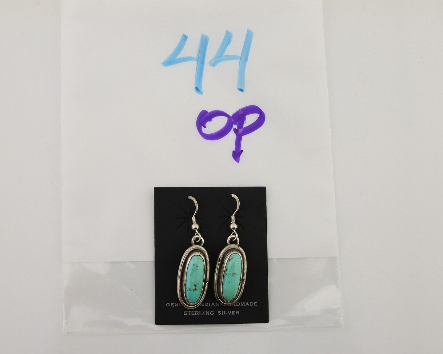 Navajo Dangle Earrings 925 Silver Natural Blue Turquoise Native Artist C.80's