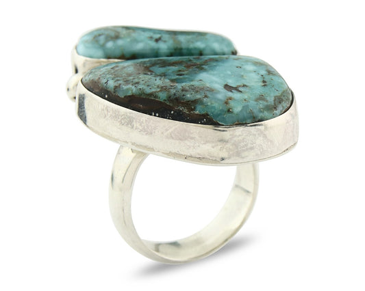 Vintage Navajo Ring 925 Sterling Silver Turquoise Signed David Zachary Size 8.0