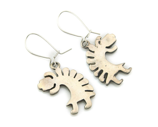 Navajo Dangle Earrings Sterling Silver Turquoise Vintage Kachina Dancer