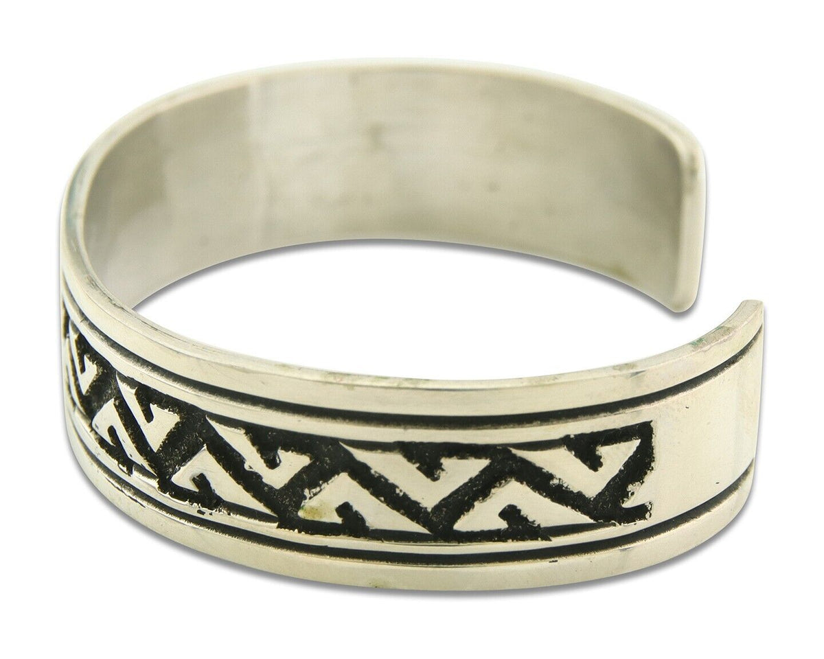 Navajo Bracelet 925 Silver Artist Signed Thomas Singer Cuff Made in the 1980's