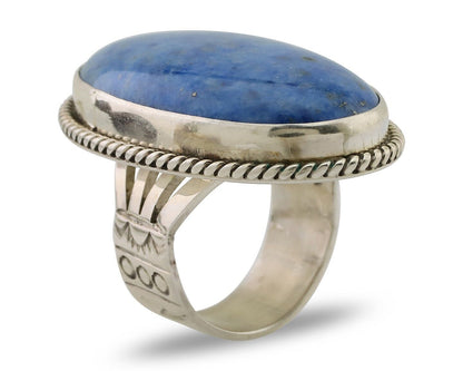 Navajo Handmade Ring 925 Silver Blue Denim Lapis Native Artist C.80's