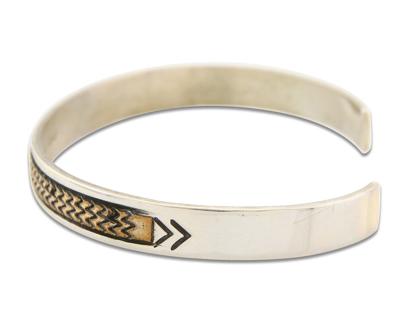 Navajo Bracelet 925 Silver & 14k Gold Signed MM Rogers C.80's