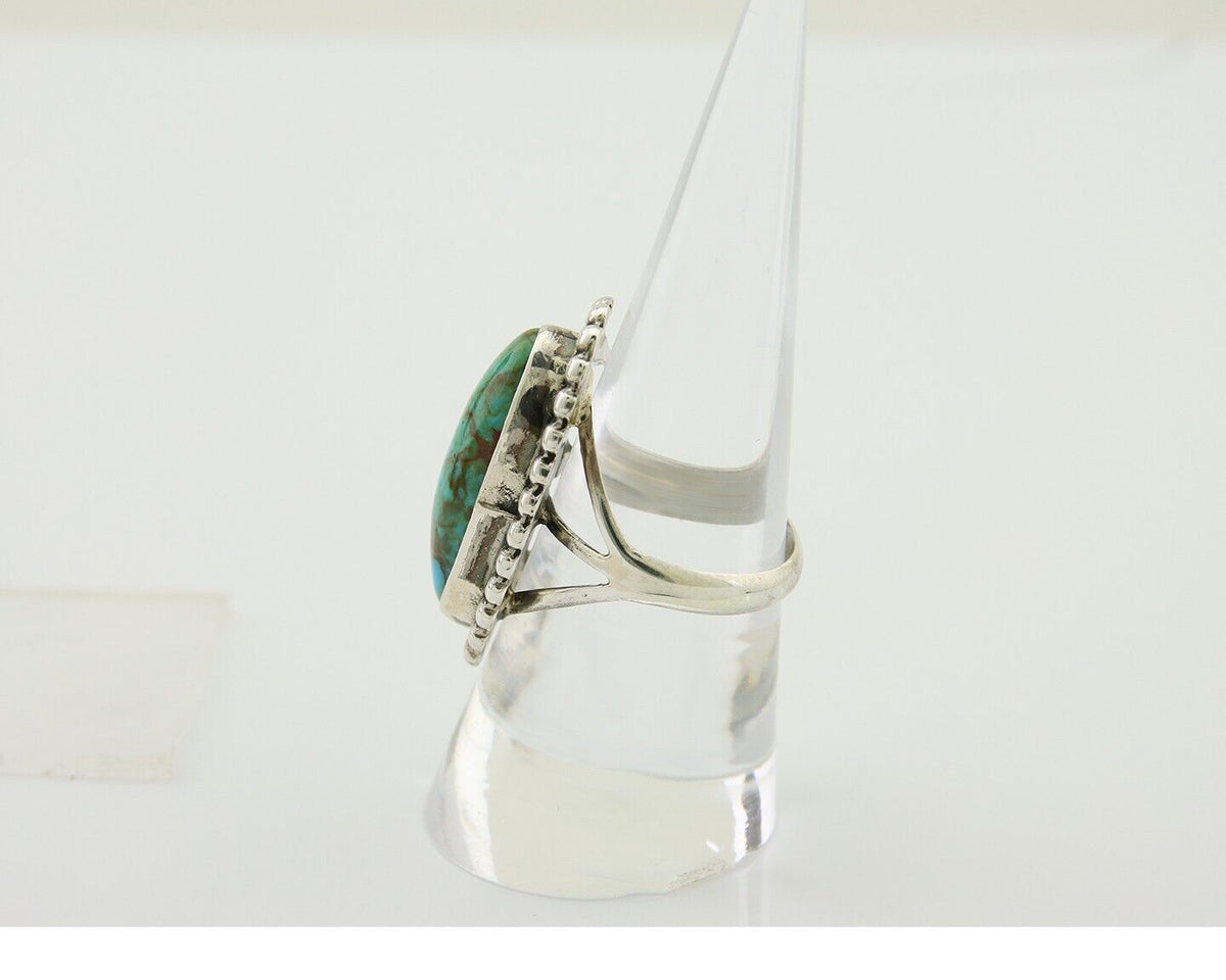 Navajo Shield Ring 925 Silver Arizona Turquoise Native Artist C.80's