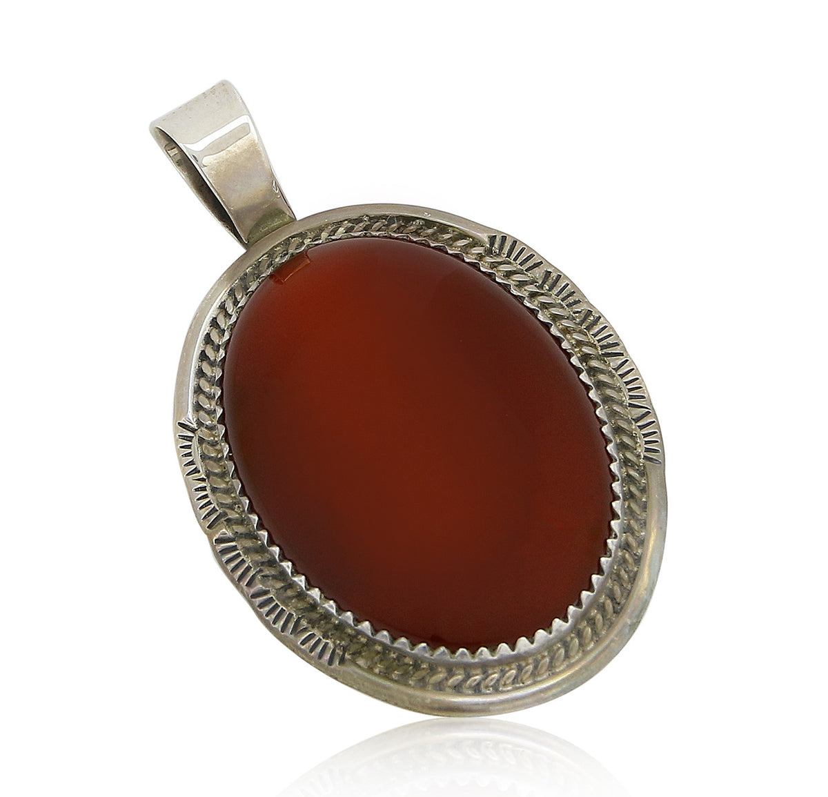Lorren Begay Navajo Natural VTG Red Carnelian Agate .925 Silver Pendant