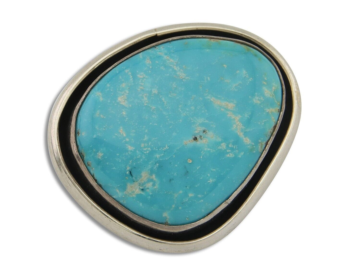 Navajo Pin Pendant 925 Silver Globe Turquoise Artist Signed Doug Zachary C.80's