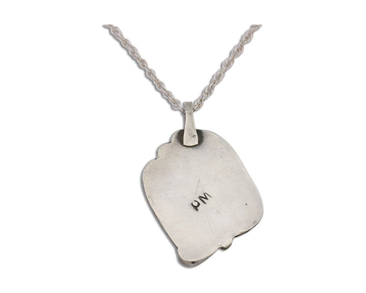 Navajo Turquoise Handmade Necklace 925 Silver Artist Signed PM C.80s