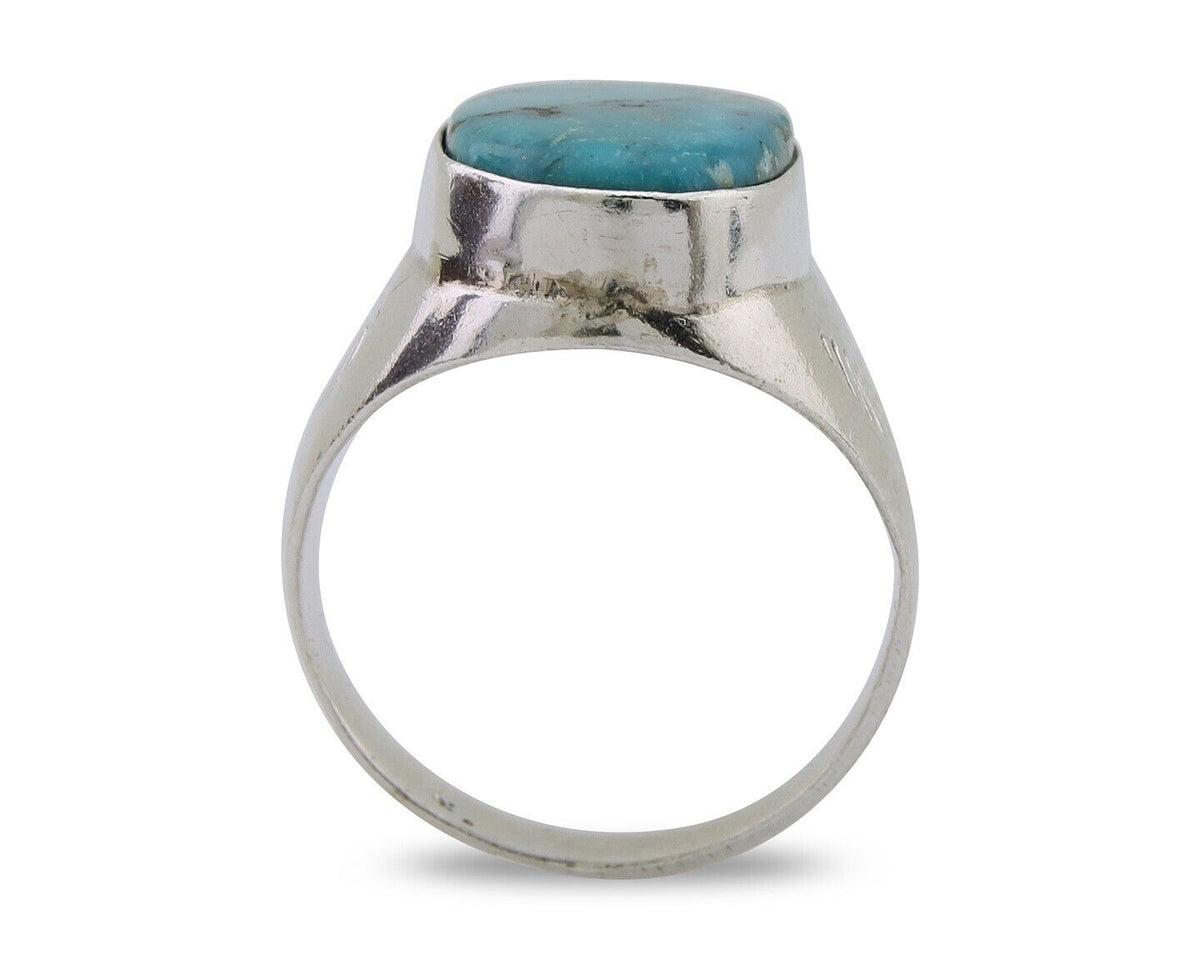 Navajo Handmade Ring 925 Silver Natural Mined Turquoise Artist C.80's
