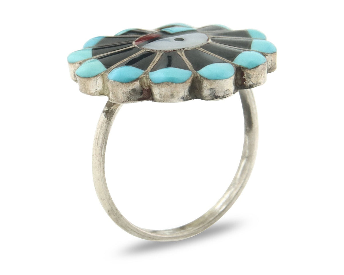 Vintage Zuni Ring 925 Sterling Silver Natural Gemstone Size 6.75