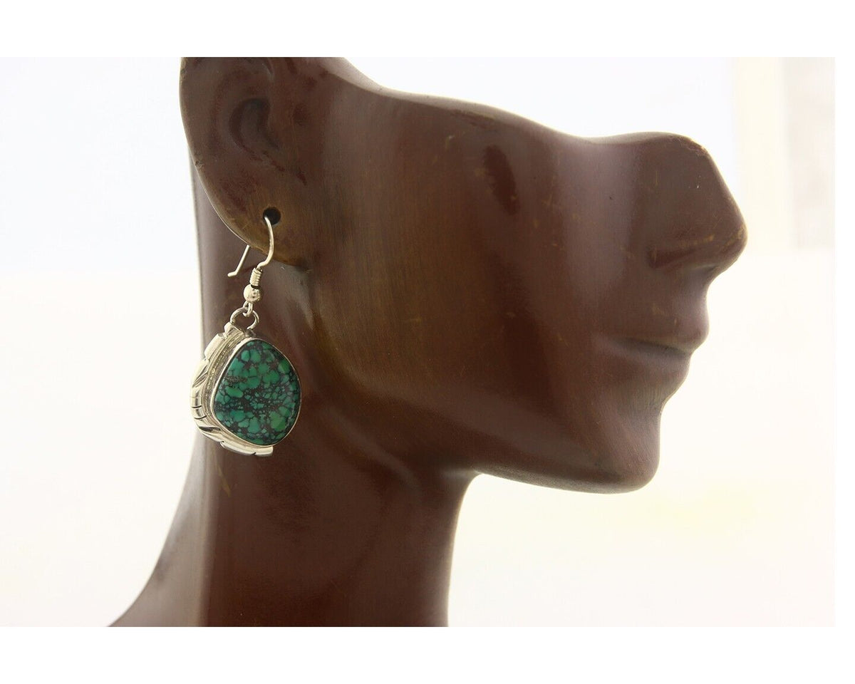 Navajo Earrings 925 Silver Handmade Natural Turquoise Native Artist C.80's