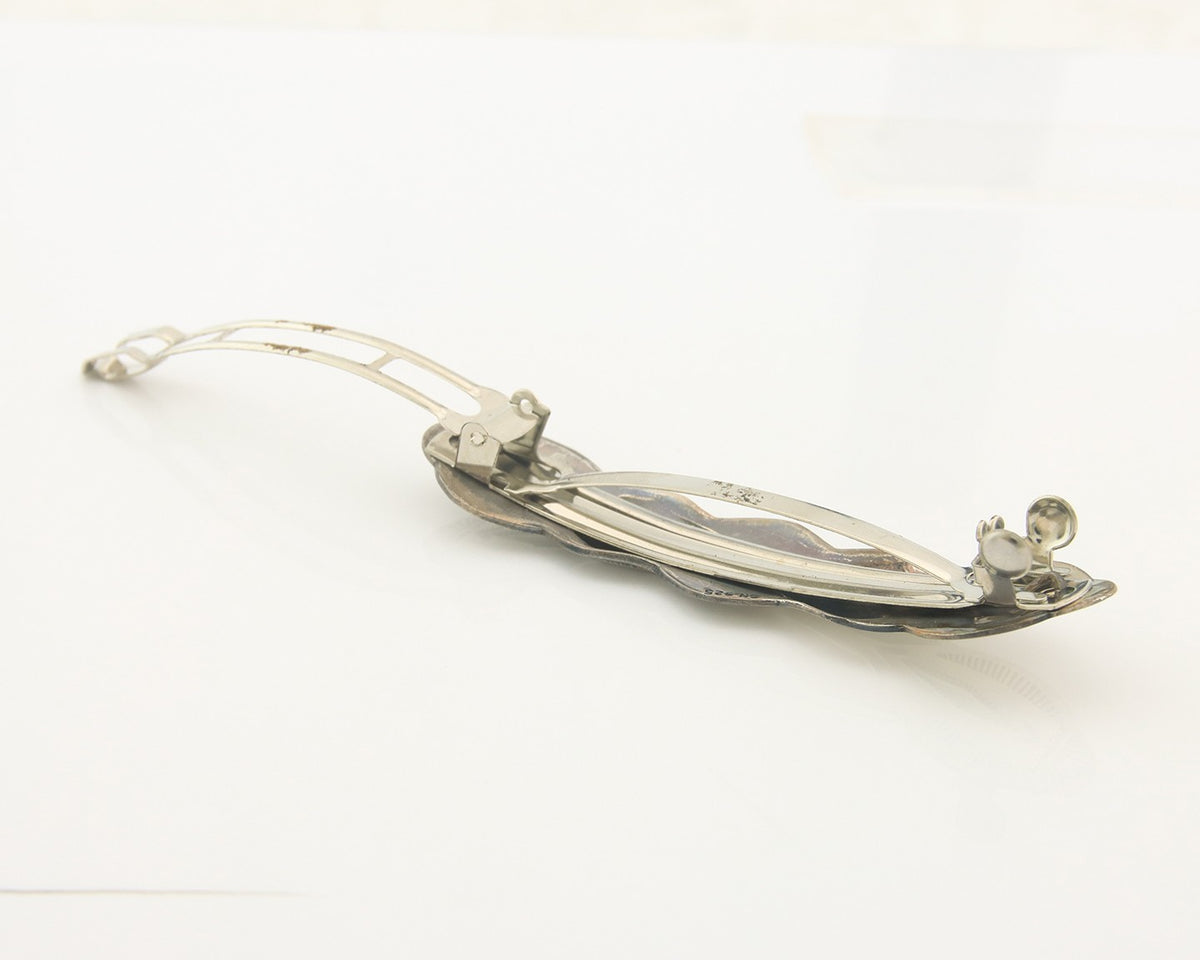 Vintage Navajo Barrette 925 Sterling Silver Hand Stamped Authentic Signed SN