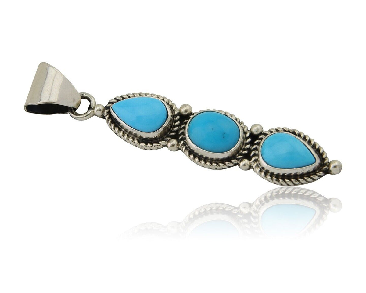 Navajo Necklace 925 Silver Natural Turquoise Artist Kathllen Chavez C.80's