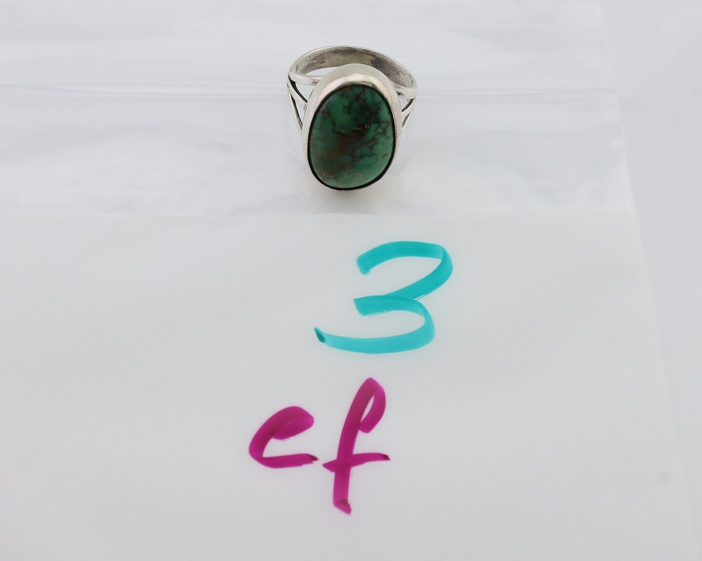 Navajo Ring 925 Silver Turquoise Native American Artist Size 8.0 C.80's