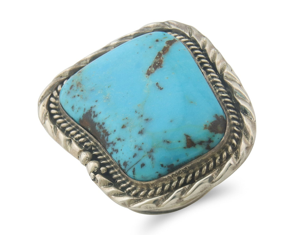 Vintage Navajo Ring 925 Sterling Authentic Turquoise Signed D Zachary Size 11