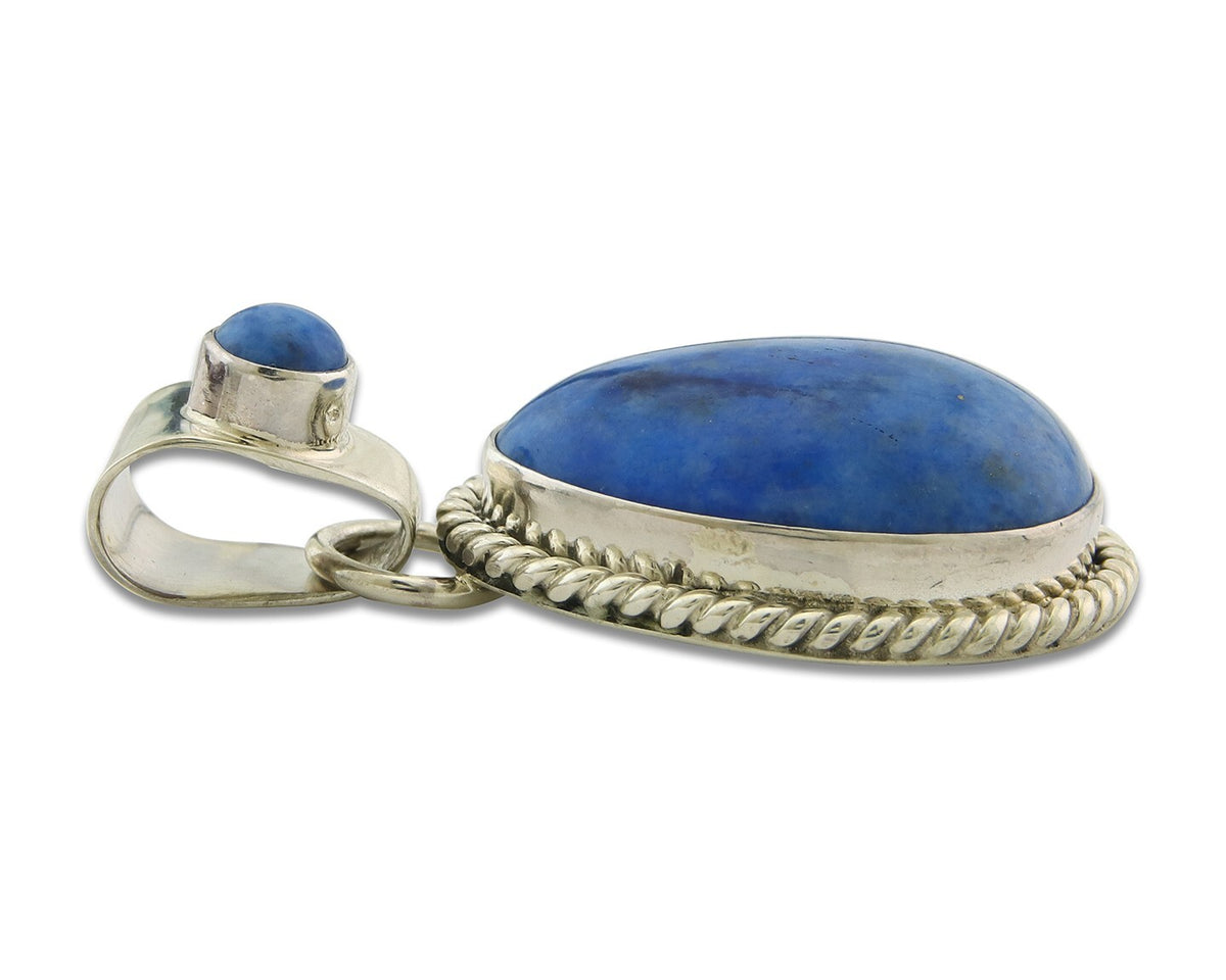 Navajo Sterling Silver Pendant Denim Lapis Authentic Vintage Signed M