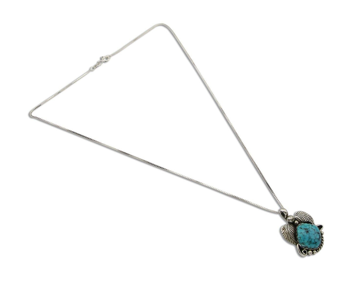 Navajo Necklace 925 Silver Natural Turquoise Native American Artist C.80's