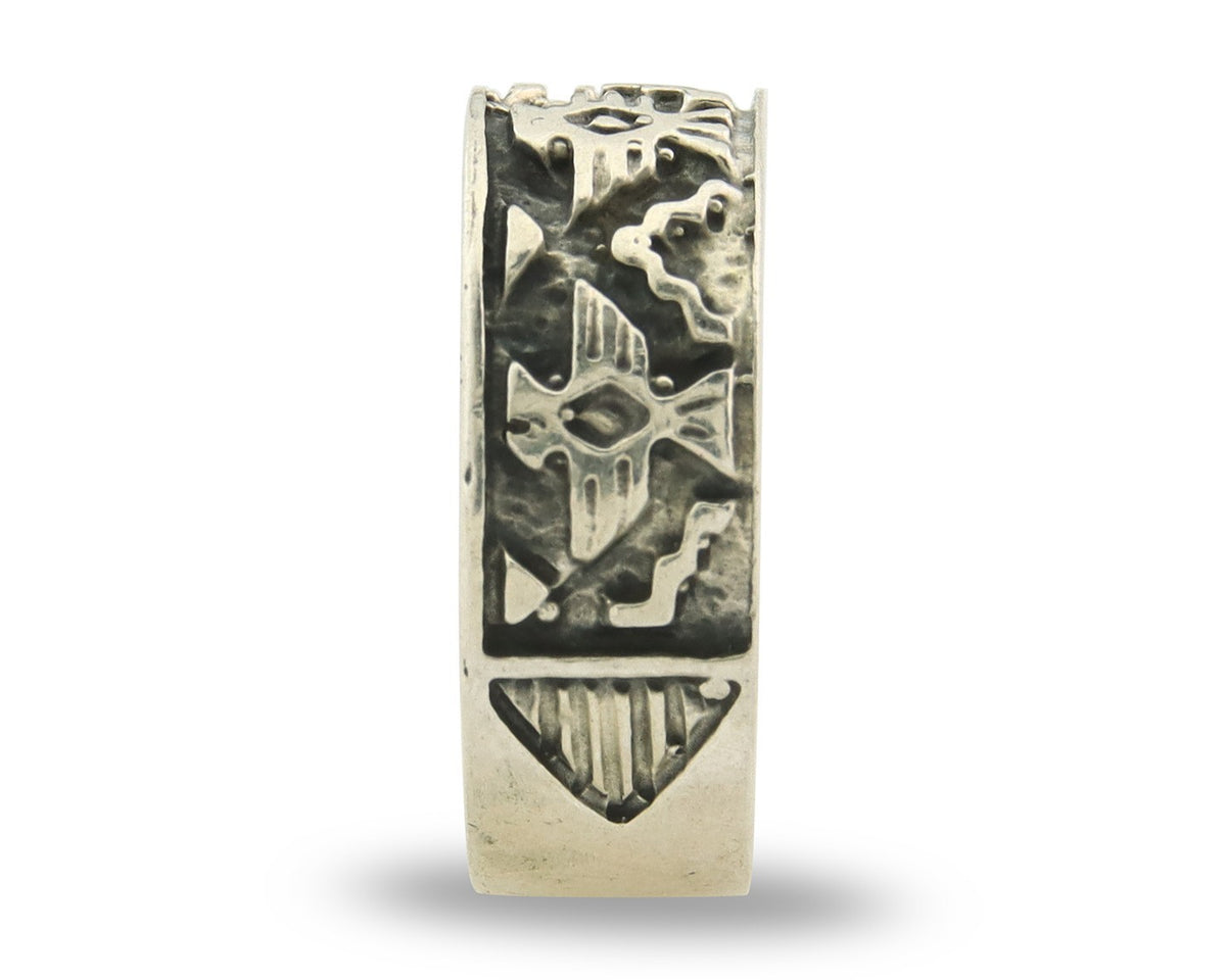 Navajo Band Ring Sterling Silver Vintage Authentic Signed BSM Size 8.0