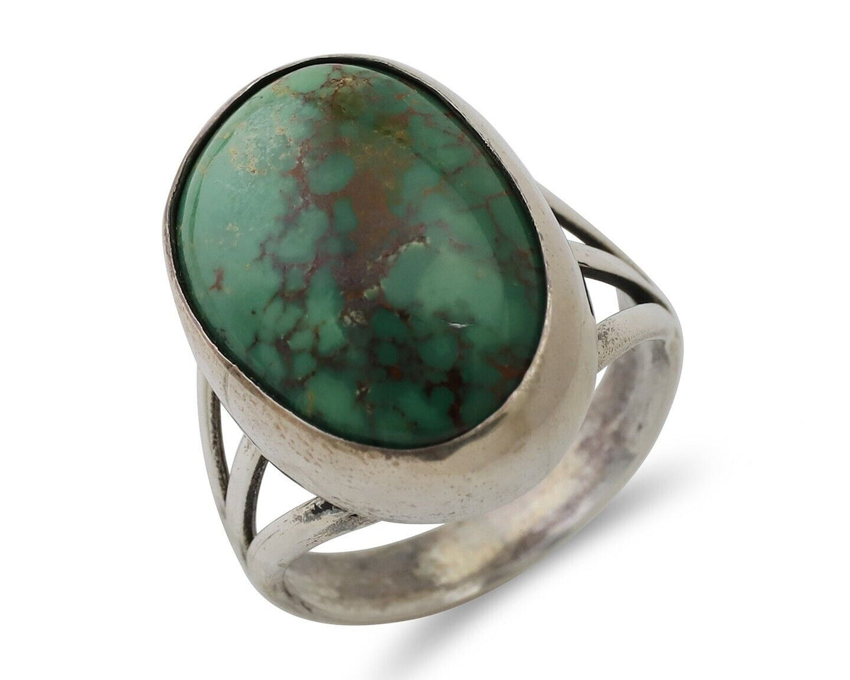 Navajo Ring 925 Silver Turquoise Native American Artist Size 8.0 C.80's