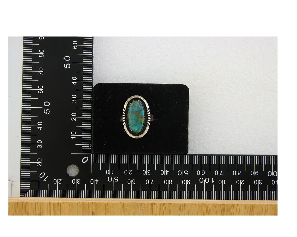 Navajo Ring 925 Sterling Natural Blue Turquoise Native Artist C.80's Size 6.25