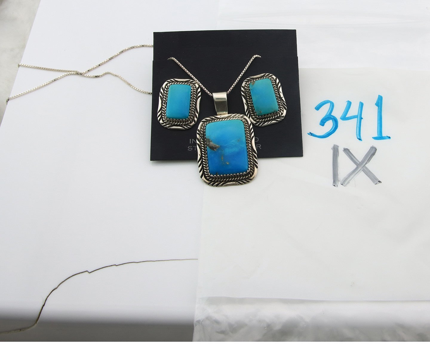 Navajo Necklace Earrings Set Sterling Silver Turquoise Vintage Signed Begay