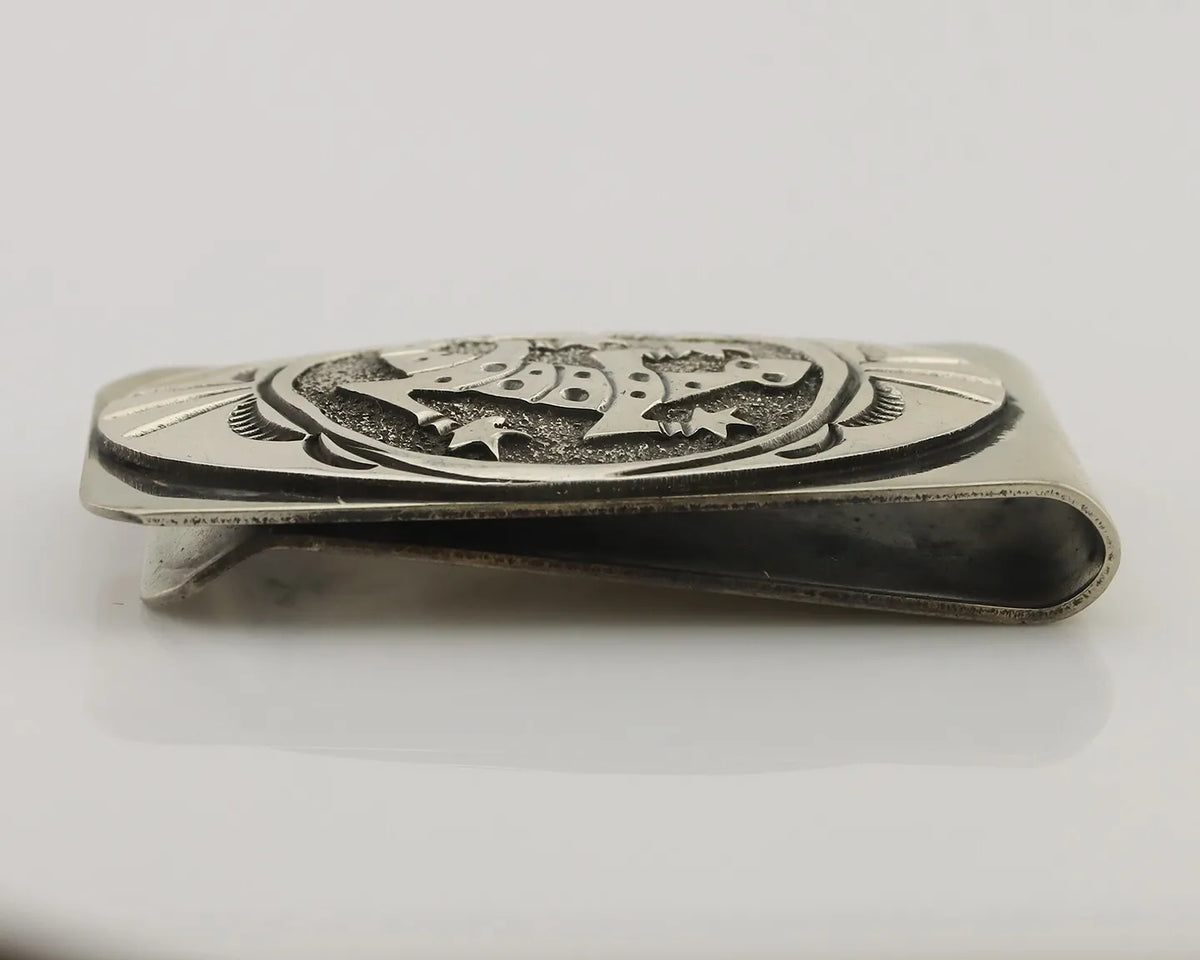 Navajo Lizard Money Clip .925 Silver & .999 Nickle Signed Gibson Gene C.80's