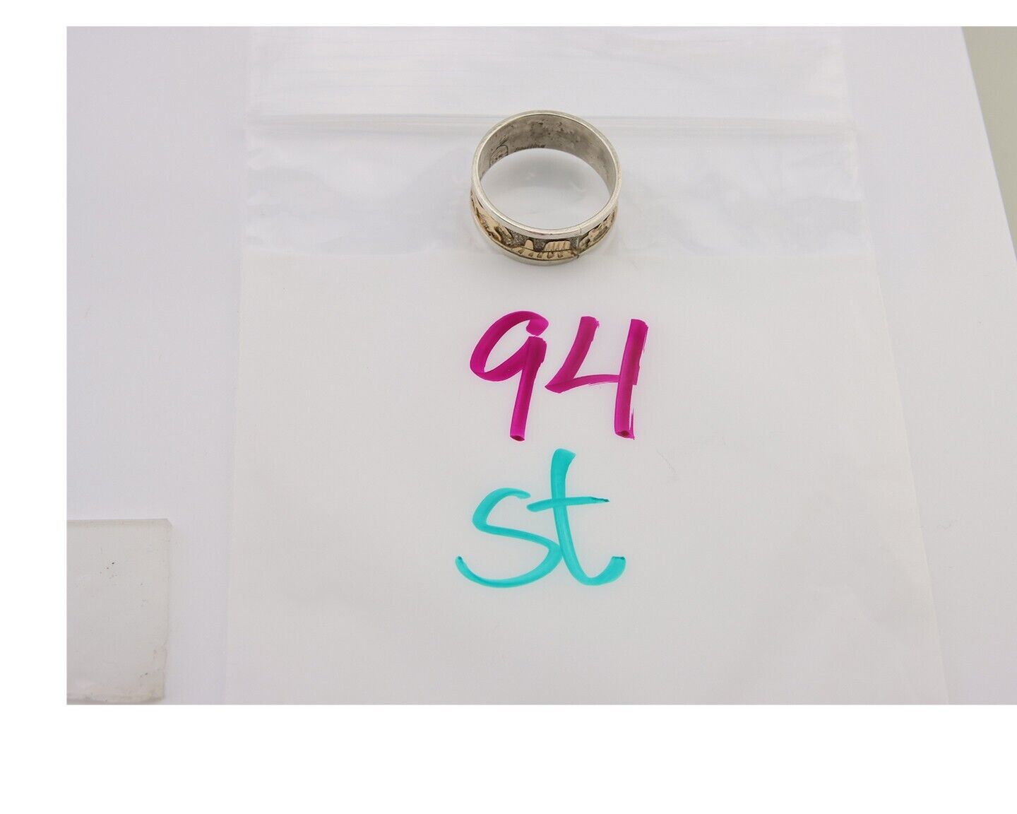 Men Navajo Handmade Ring 925 Silver & Gold Signed Tom & Sylvia Kee C.80's