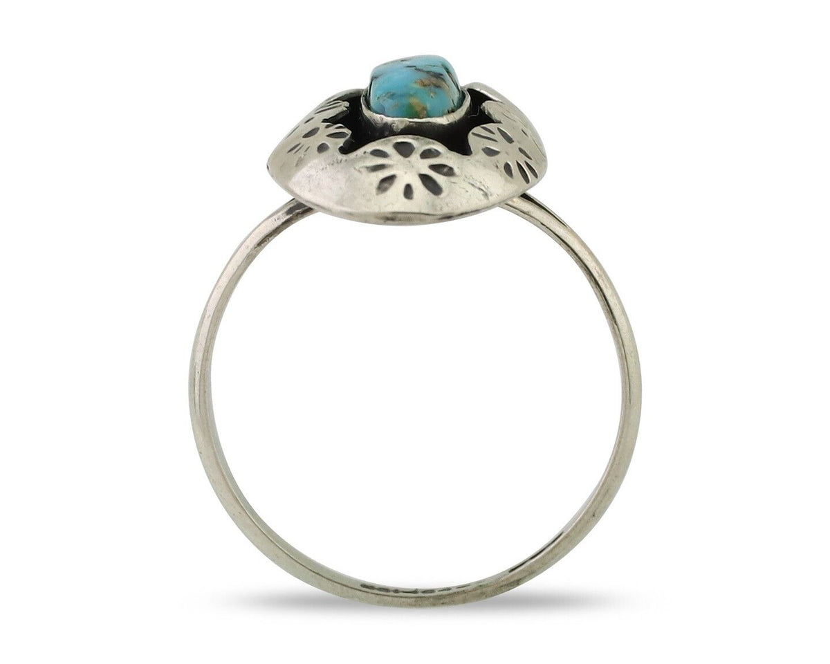 Navajo Ring 925 Silver Natural Blue Turquoise Native American Artist C.80's