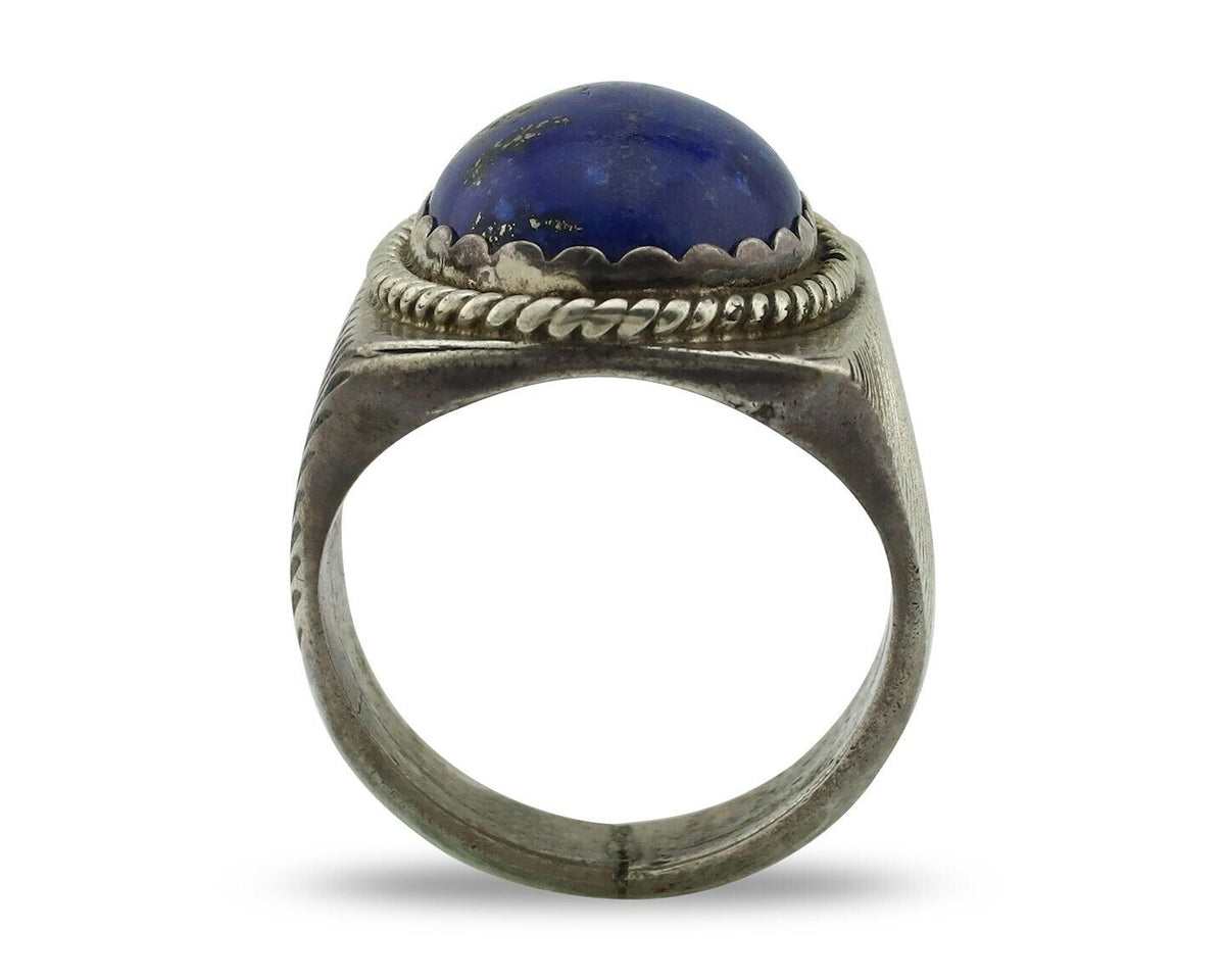 Navajo Ring 925 Silver Natural Blue Lapis Lazuli Native American Artist C.80's