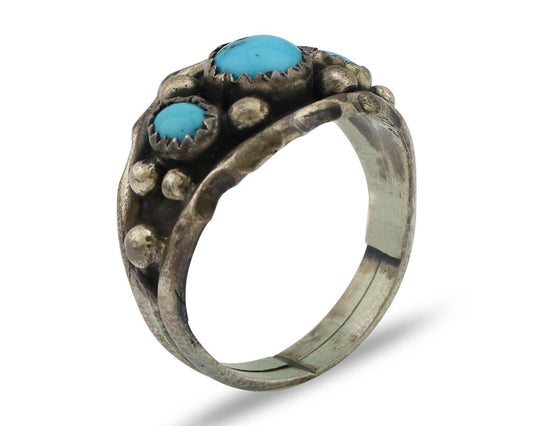 Navajo Ring 925 Silver Turquoise Artist Signed E SkyStone Creations C.80's