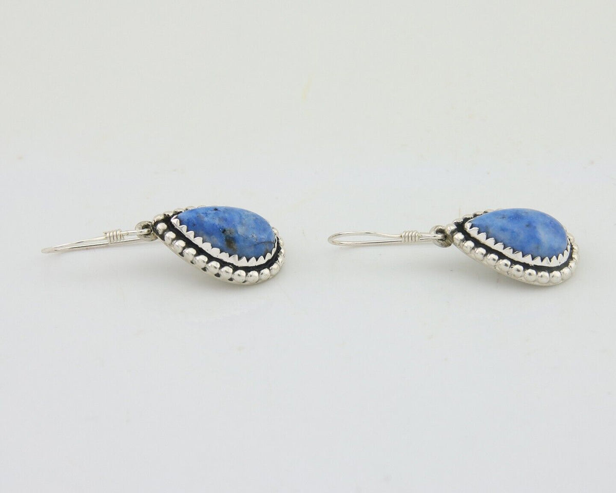 Navajo Earrings 925 Silver Blue Denim Lapis Artist Signed First Eagle C.80's
