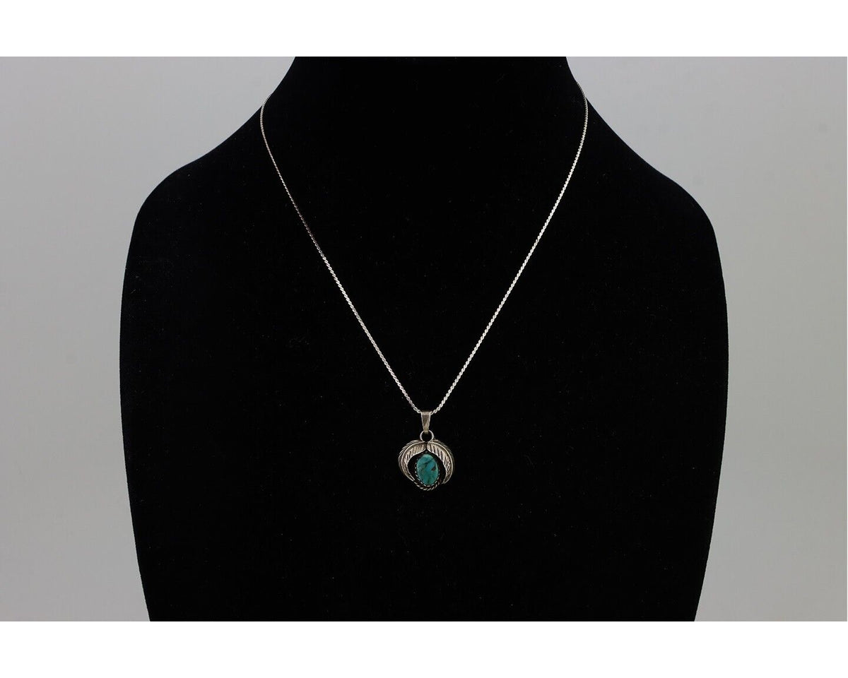 Navajo Turquoise Necklace 925 Silver Native American Artist C.80's