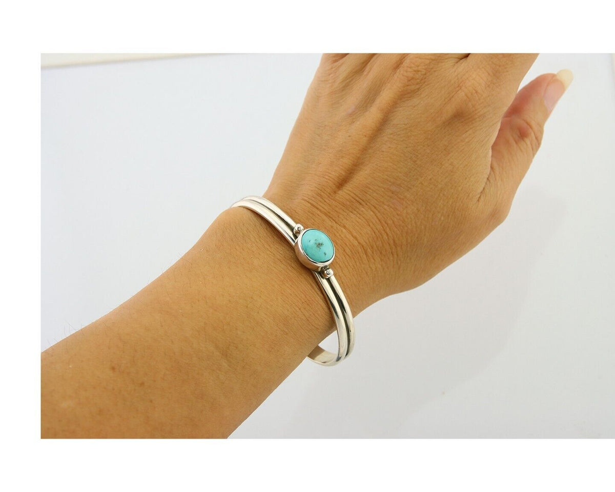 Navajo Bracelet 925 Silver Turquoise Cuff Native American Artist C.80's
