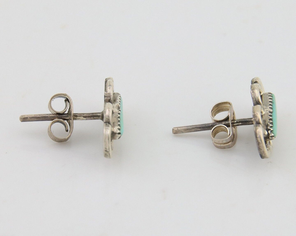 Zuni Earrings 925 Silver Natural Blue Turquoise Native Artist C.80's