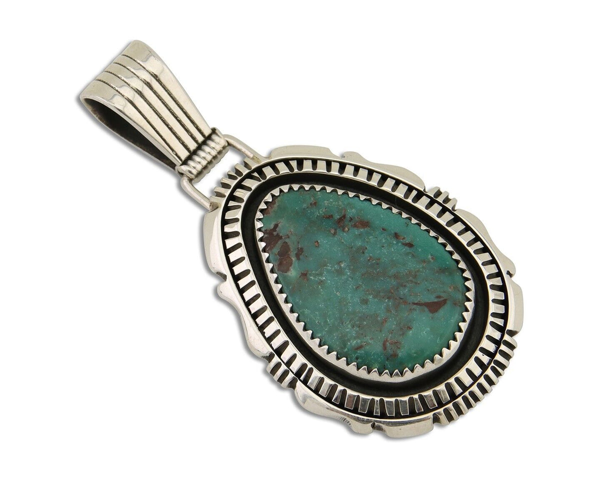 Navajo Pendant 925 Silver Natural Turquoise Artist Signed Lidia Begay C.80's