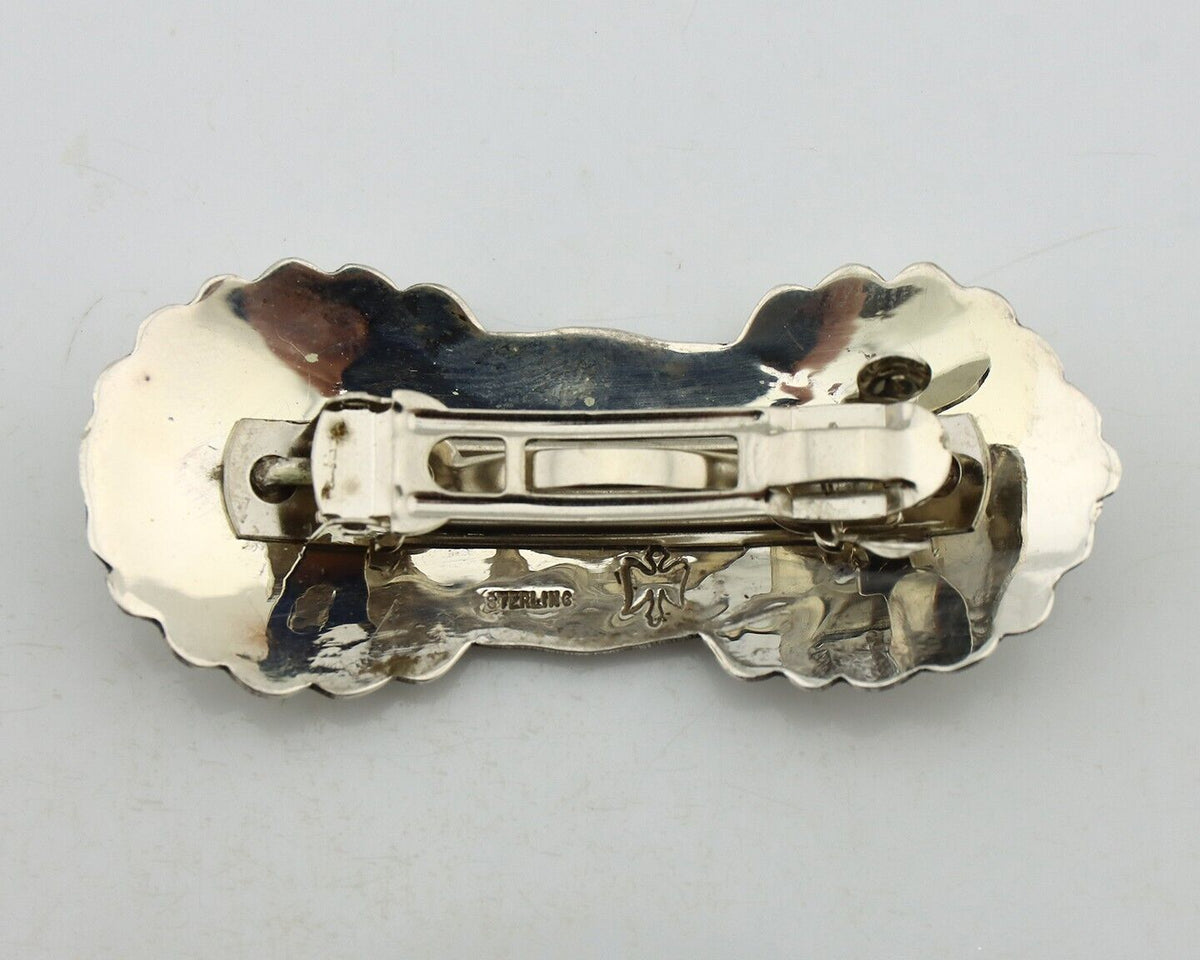 Women's Navajo Hair Clip Hand Stamped 925 Silver Artist Signed C Montoya C.80's