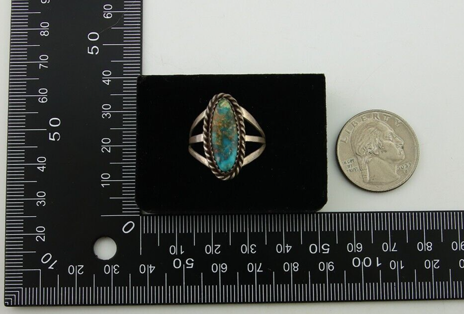 Navajo Ring 925 Sterling Silver Turquoise Native American Artist C.80's