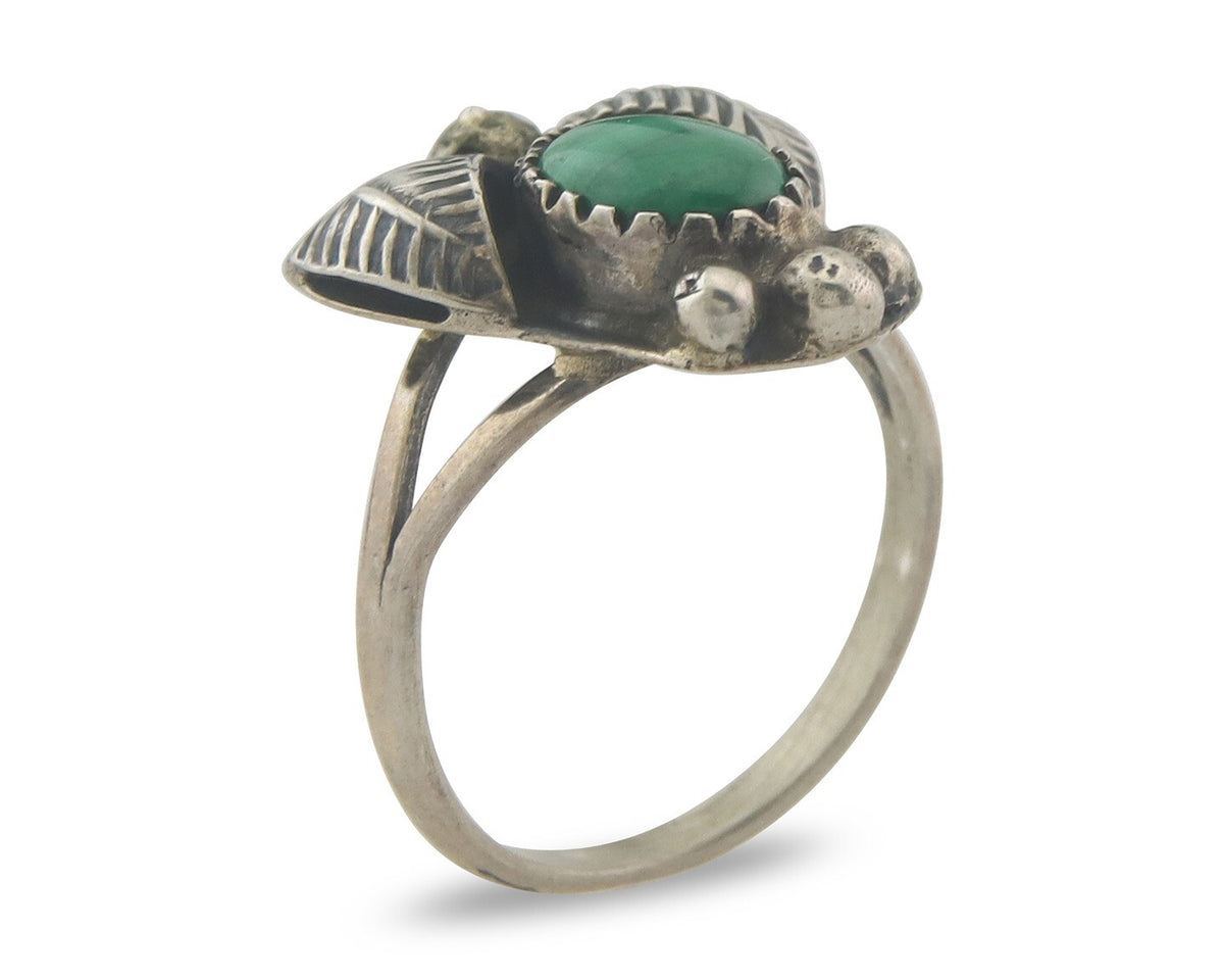 Vintage Navajo Ring 925 Sterling Authentic Traditional Malachite Size 5.5