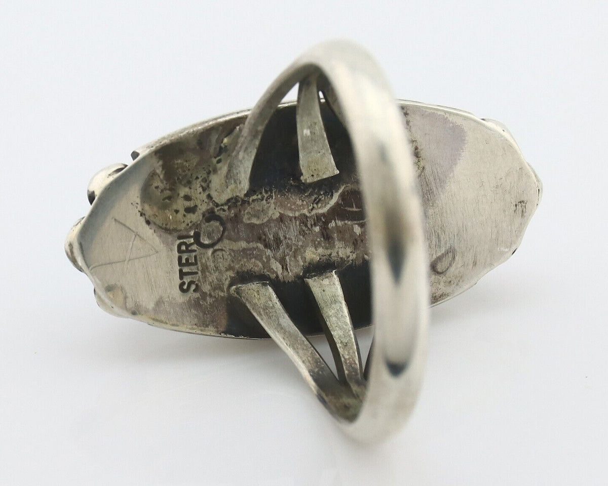 Navajo Ring .925 Silver Sleeping Beauty Turquoise Signed SkyStone Creations C80s