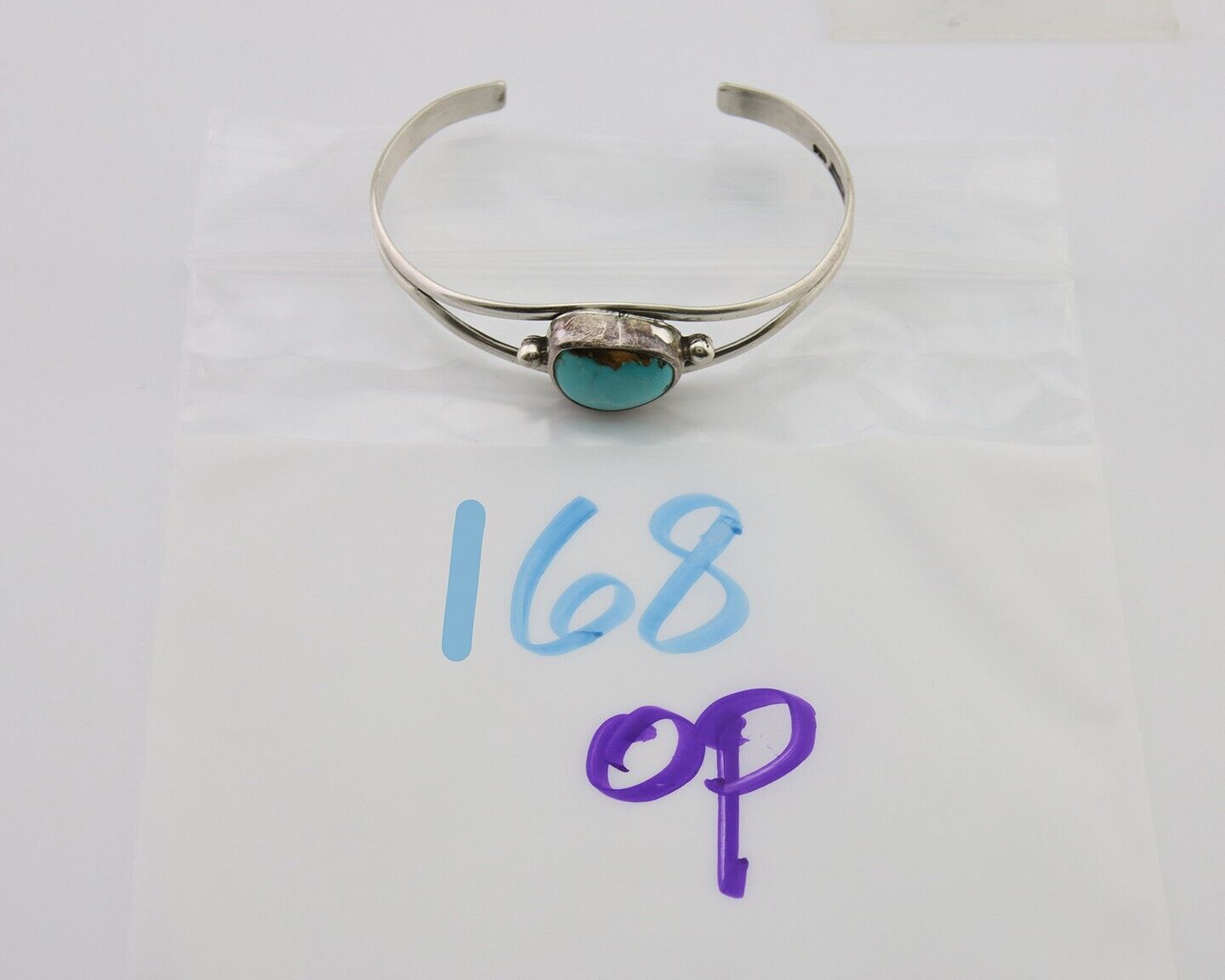 Navajo Natural Southwest Turquoise Bracelet 925 Silver Artist Native American