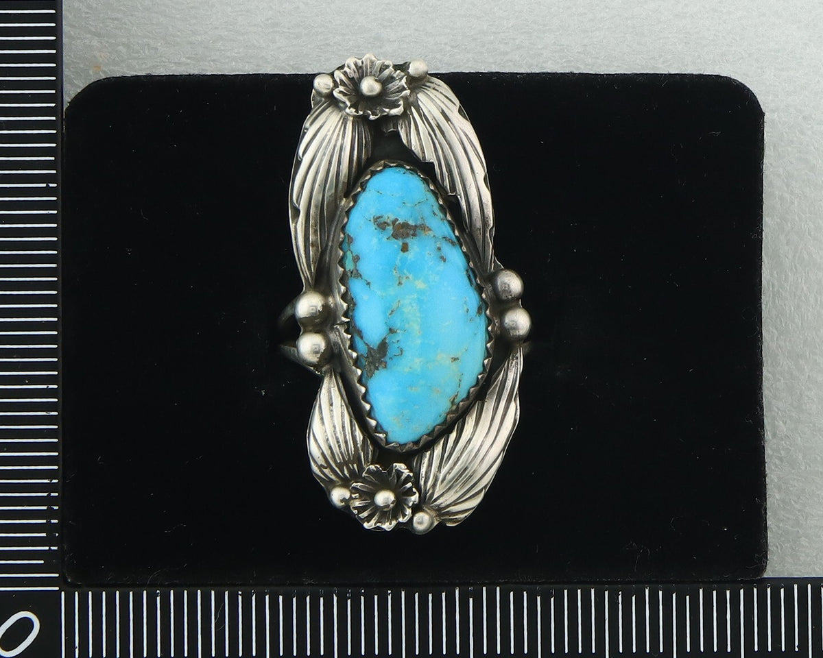 Traditional Navajo Ring Sterling Silver Authentic Turquoise Handmade Size 6.5
