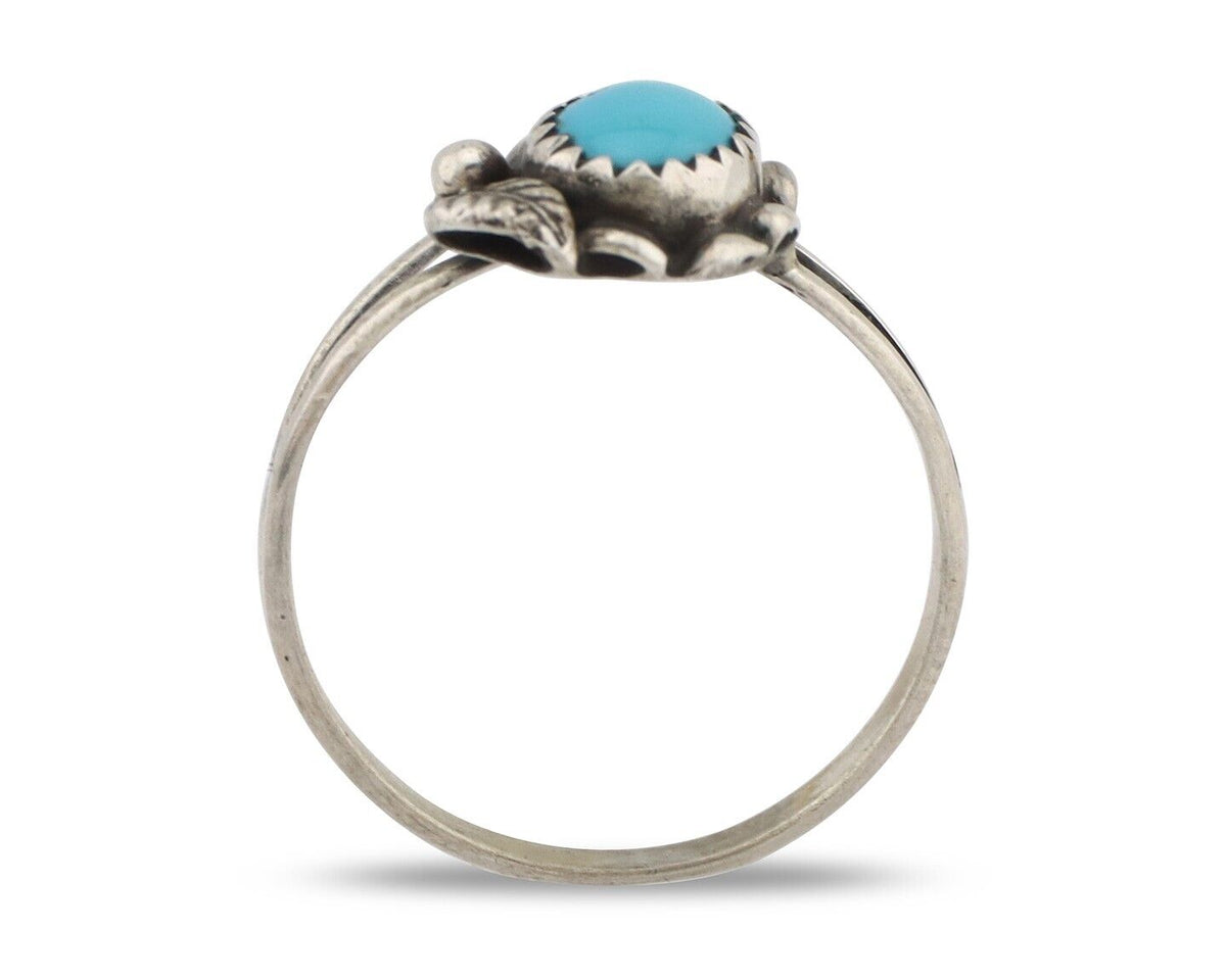 Navajo Ring 925 Silver Sleeping Beauty Turquoise Native American Artist C.80's