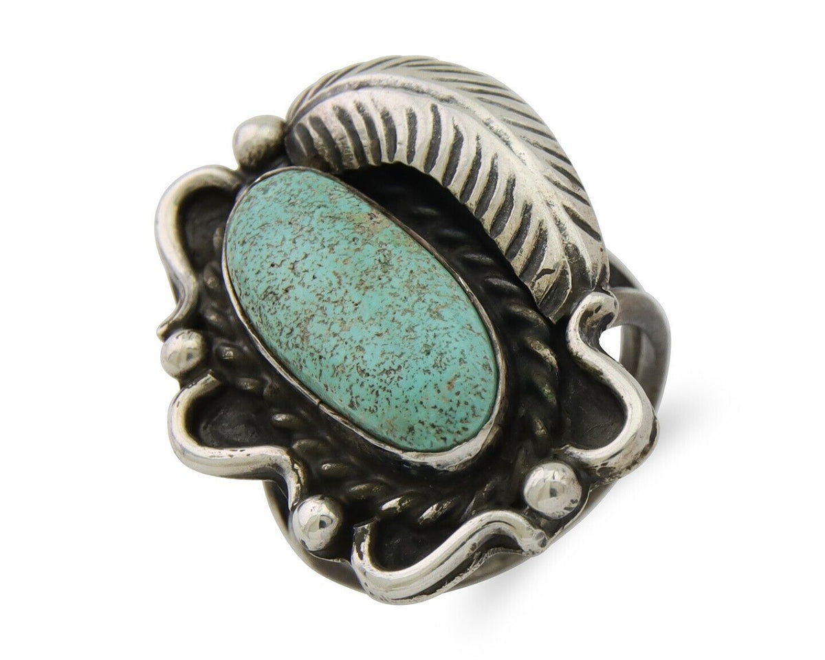 Navajo Handmade Ring 925 Silver Mine 8 Turquoise Native Artist C.80's