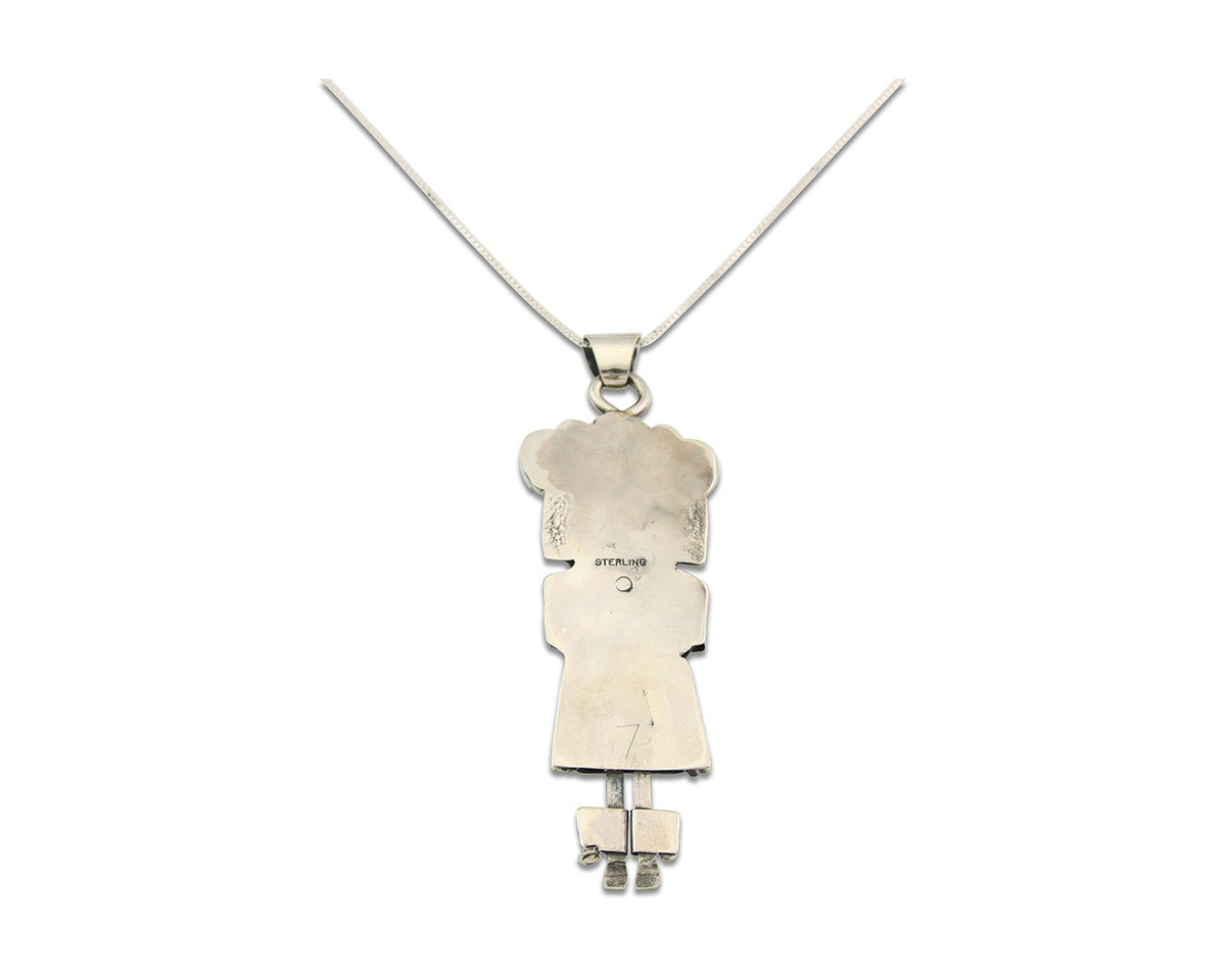 Navajo Kachina Necklace Sterling Silver Natural Turquoise Vintage Signed