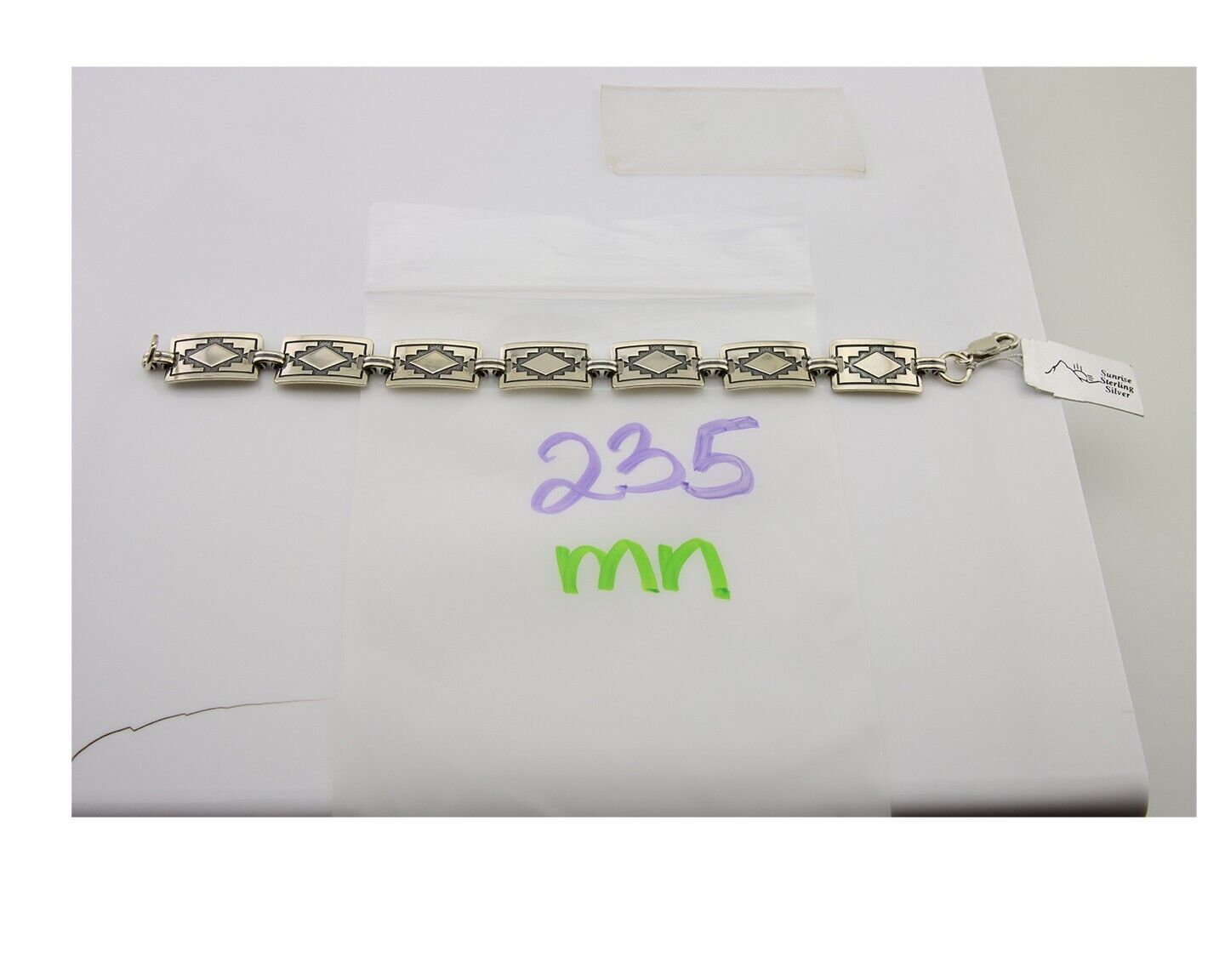 Navajo Hamdmade Link Bracelet 925 Silver Native American Artist C.80's