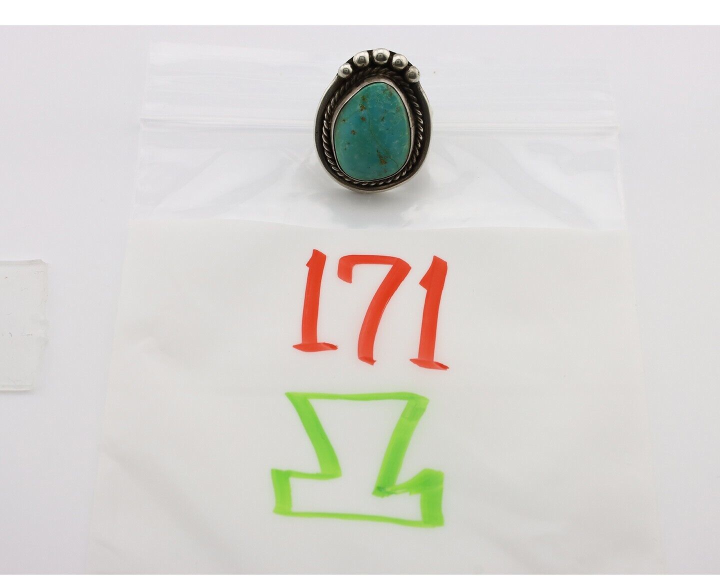 Navajo Ring 925 Silver Blue Turquoise Native American Signed C.80's