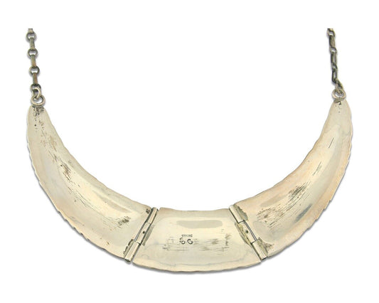 Vintage Navajo Necklace 925 Silver Natural Onyx Artist Signed SC