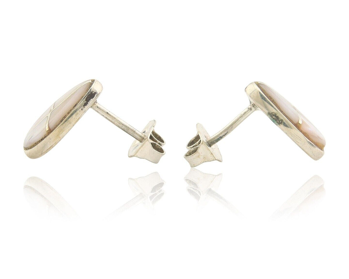 Navajo Earrings 925 Silver Pink Mussel Native American Artist C.80's